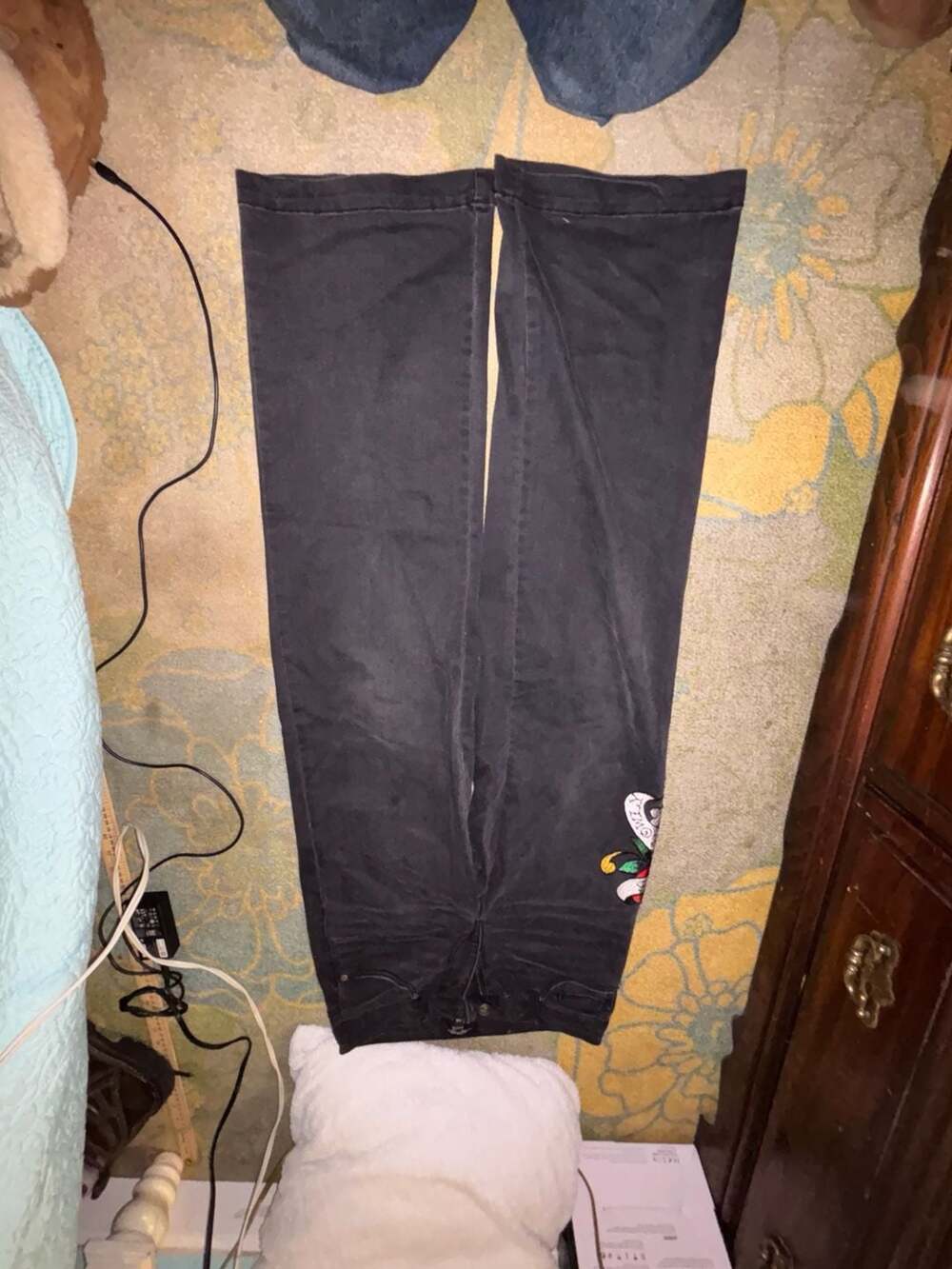 Ed Hardy Love Kills Slowly Black Wide Leg Denim Jeans Size 26